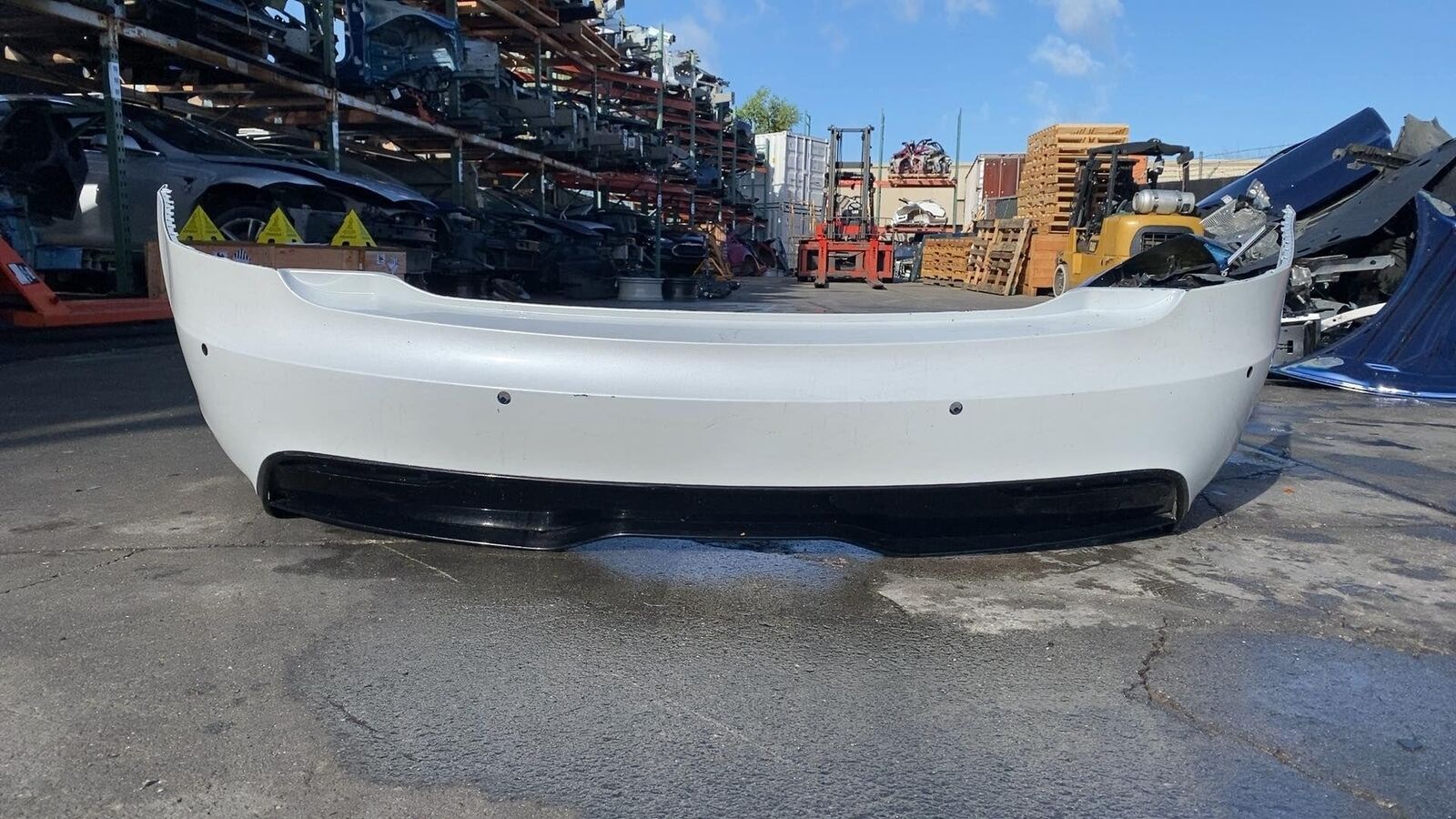 2021-2023 Tesla Model S Rear Bumper Cover w/ Valance & Sensor Holes White - PPSW