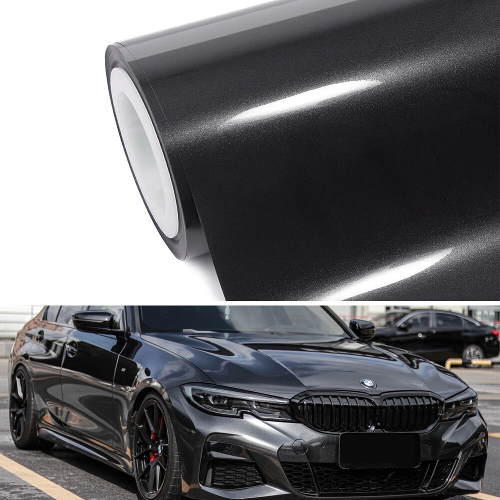 Dark Gray Gloss Metallic Glitter Vinyl Film Wrap Sticker Decal Air Bubble Free