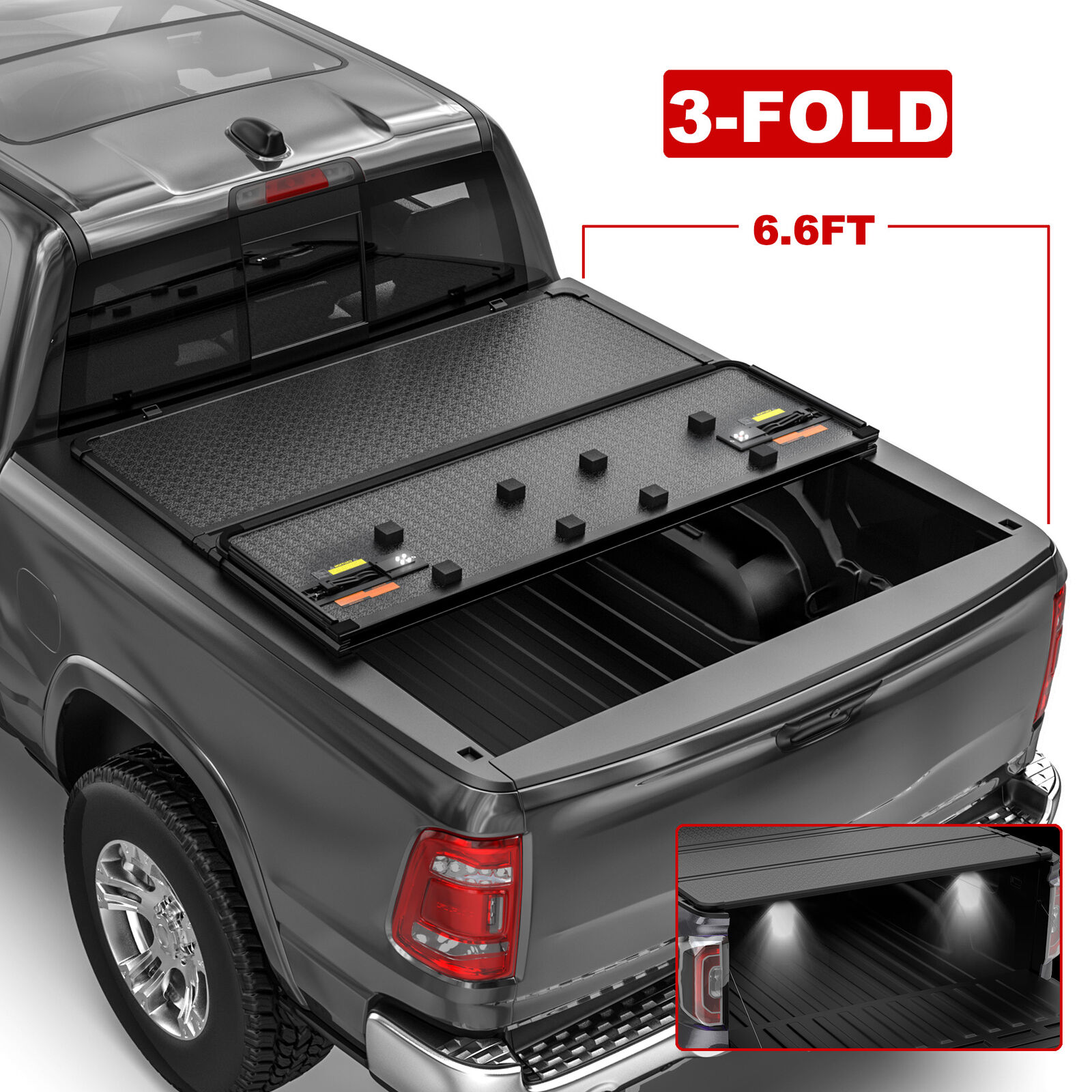 6.6FT Hard Truck Bed Tonneau Cover For 2019-2024 Chevy Silverado GMC Sierra 1500