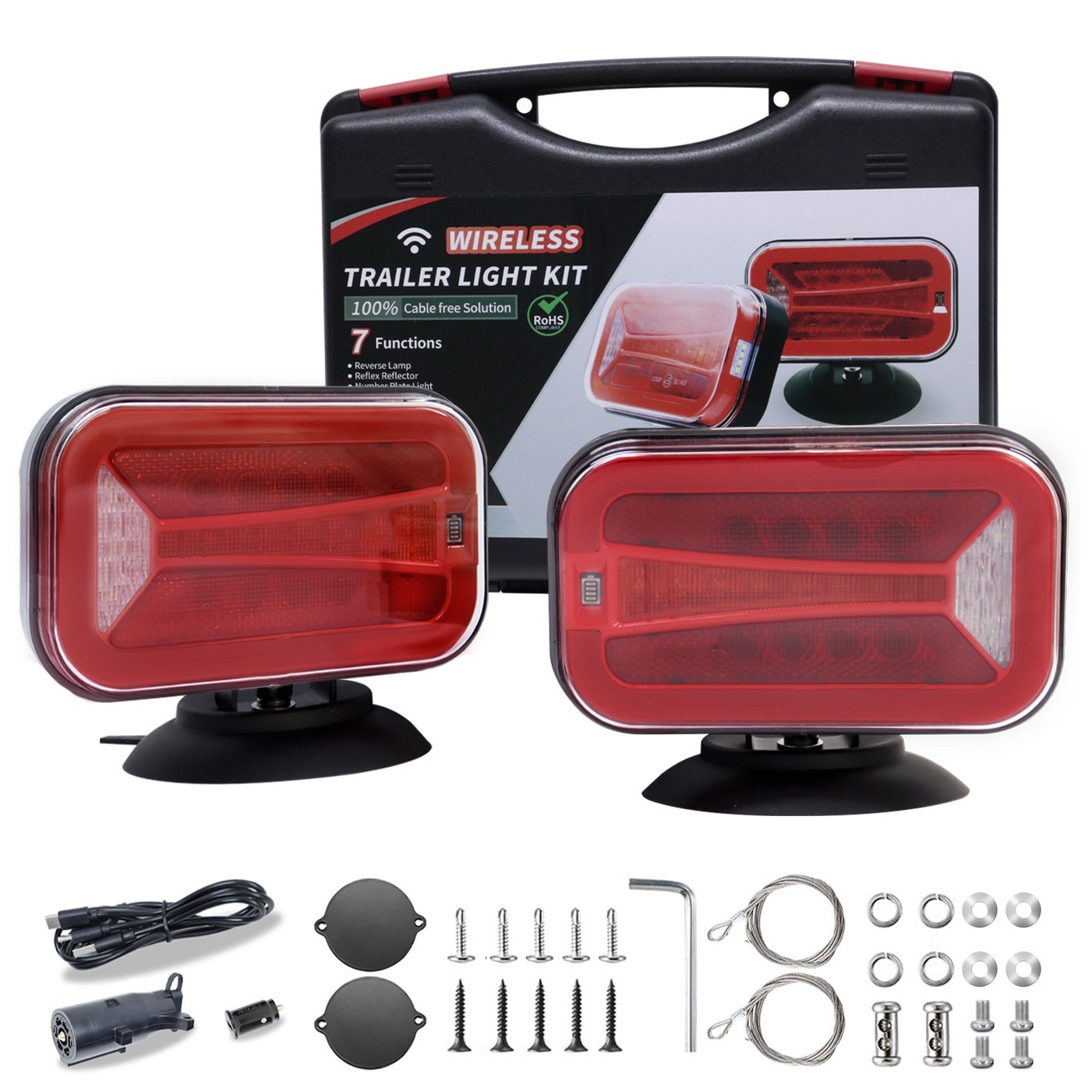 5-in-1 Wireless Magnetic LED Trailer Lights USB-C Fast Charging IP68 Waterproof