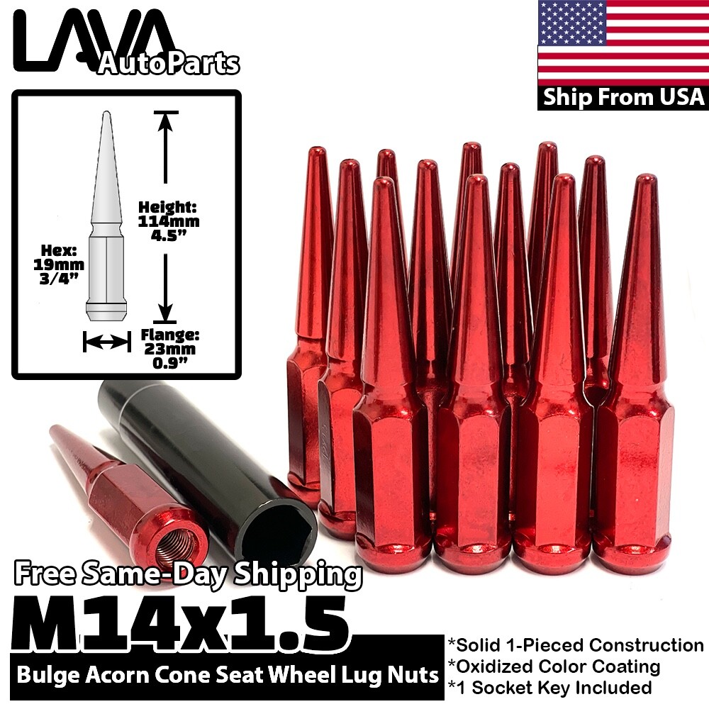 24x Red 14x1.5 Spike Lug Nut Fit Chevy Silverado 1500 Tahoe Suburban Traverse