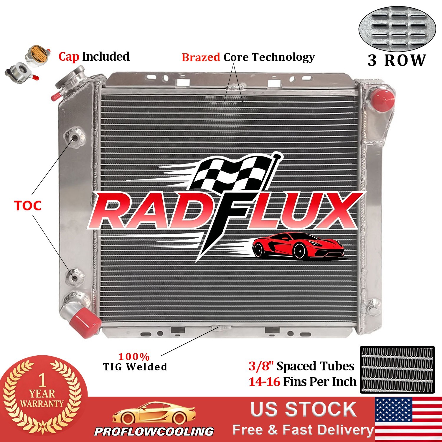 3Row Aluminum Radiator For 1984 Ford Bronco II 1983-1984 Ranger 2.8L V6 AT CU916