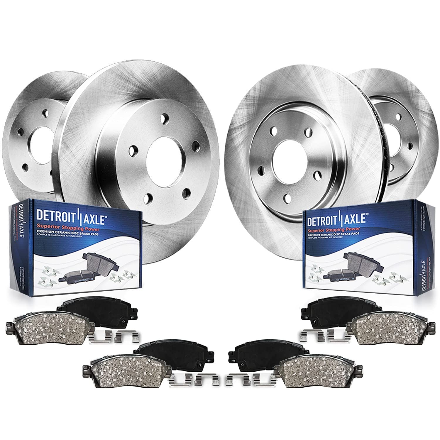 Detroit Axle - 8Pc Brake Kit for 2016-2021 Honda Civic, Drilled and Slotted Disc