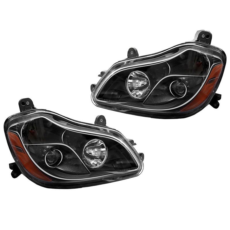 For 2013-2021 Kenworth T680 Left&Right Side Headlights Headlamp Black Assembly