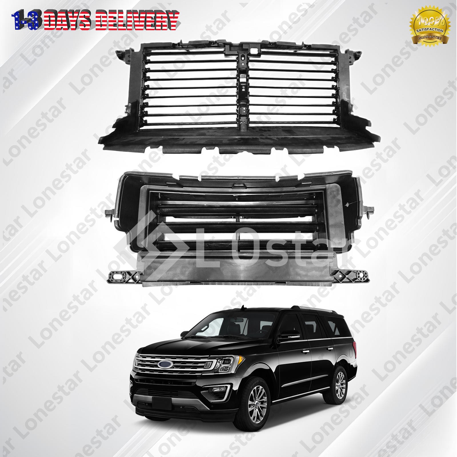 Upper Lower Radiator Grille Shutter Air Intake For 2018-2024 Ford Expedition