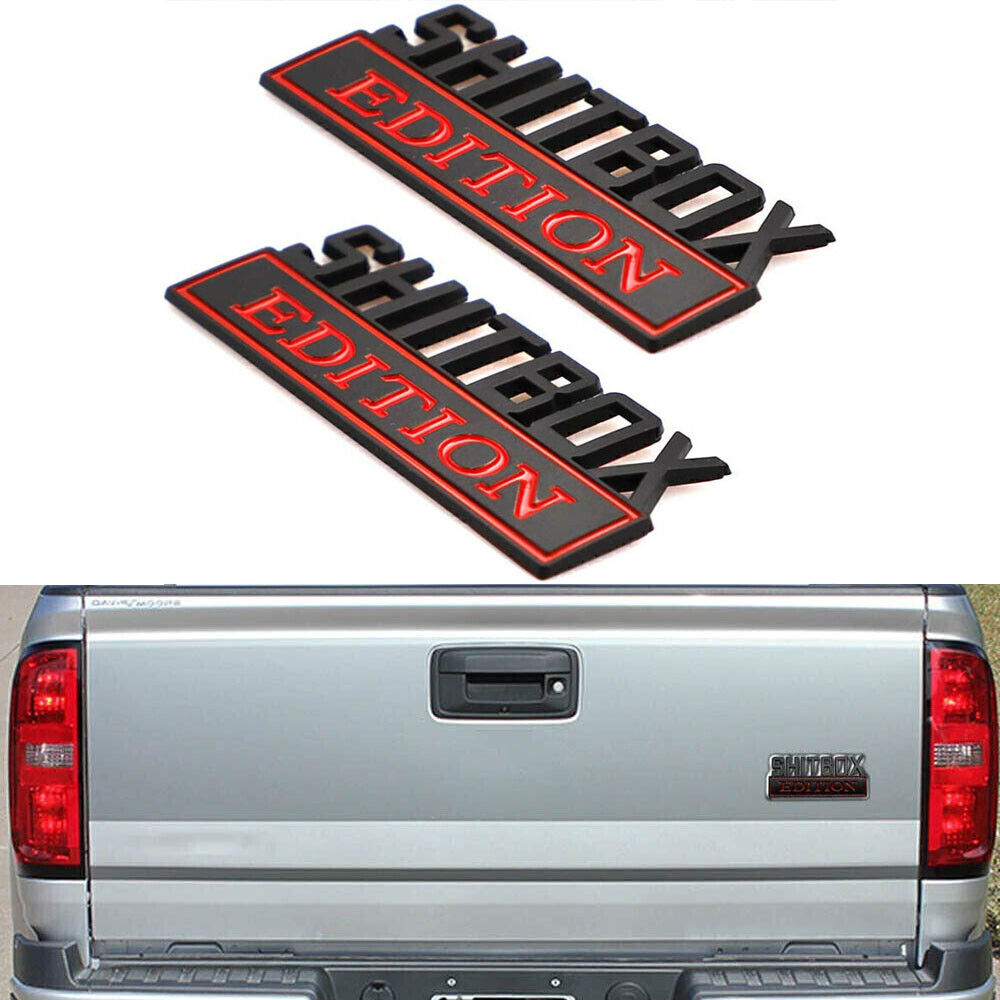 2x Metal SHITBOX Logo Emblem Badge 3D Stickers Decal Decor Car Accessories