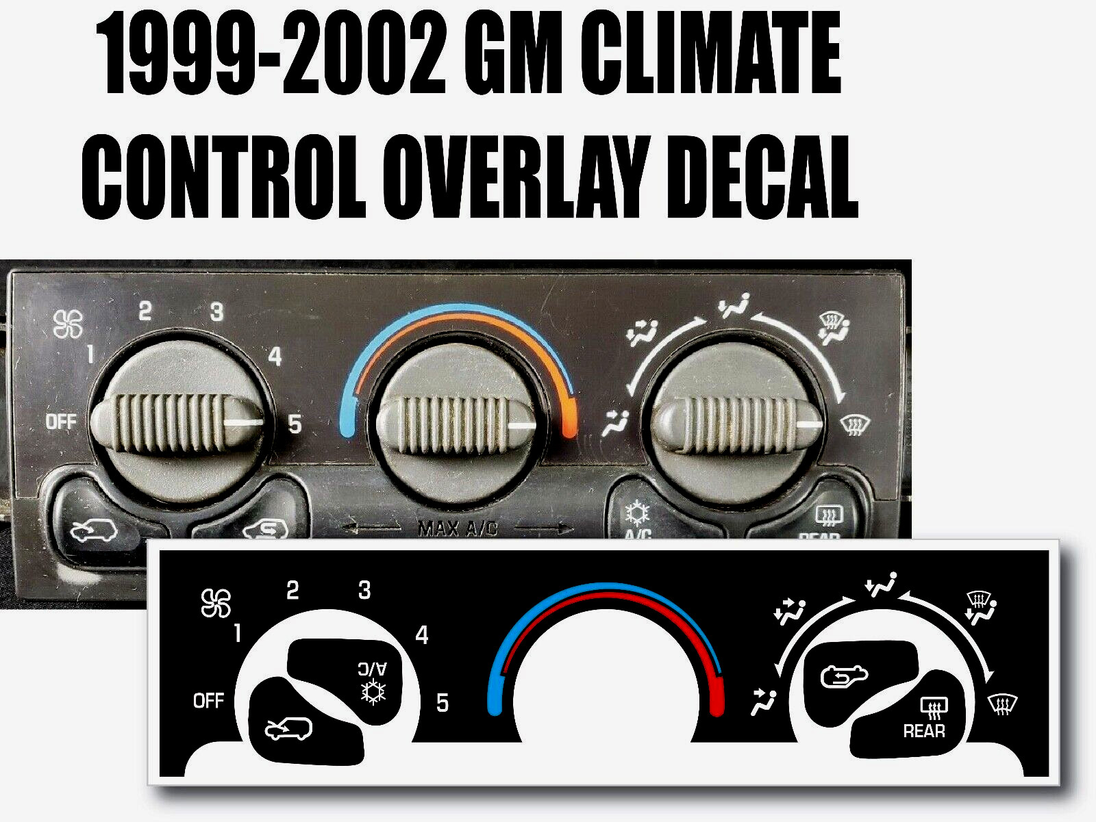 99-02 CHEVY GM GMC C5 Corvette Sierra Silverado Tahoe Climate Control Decals 99-02 CHEVY GM GMC C5 Corvette Sierra Silverado Tahoe Climate Control Decals