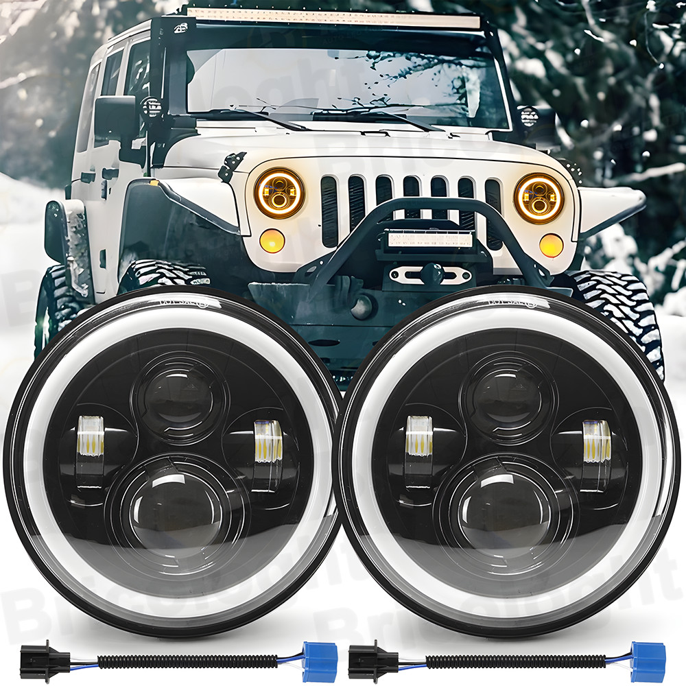Newest Pair 7 inch LED Headlights for Jeep Wrangler JK Unlimited JKU 2007-2018 A