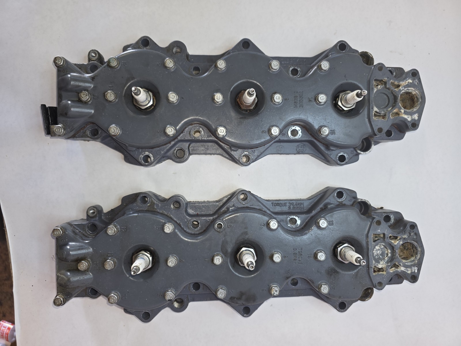 Yamaha OX66 200HP Cylinder Heads Pair 64E-11111-00-1S OEM 2001 2-Stroke EFI