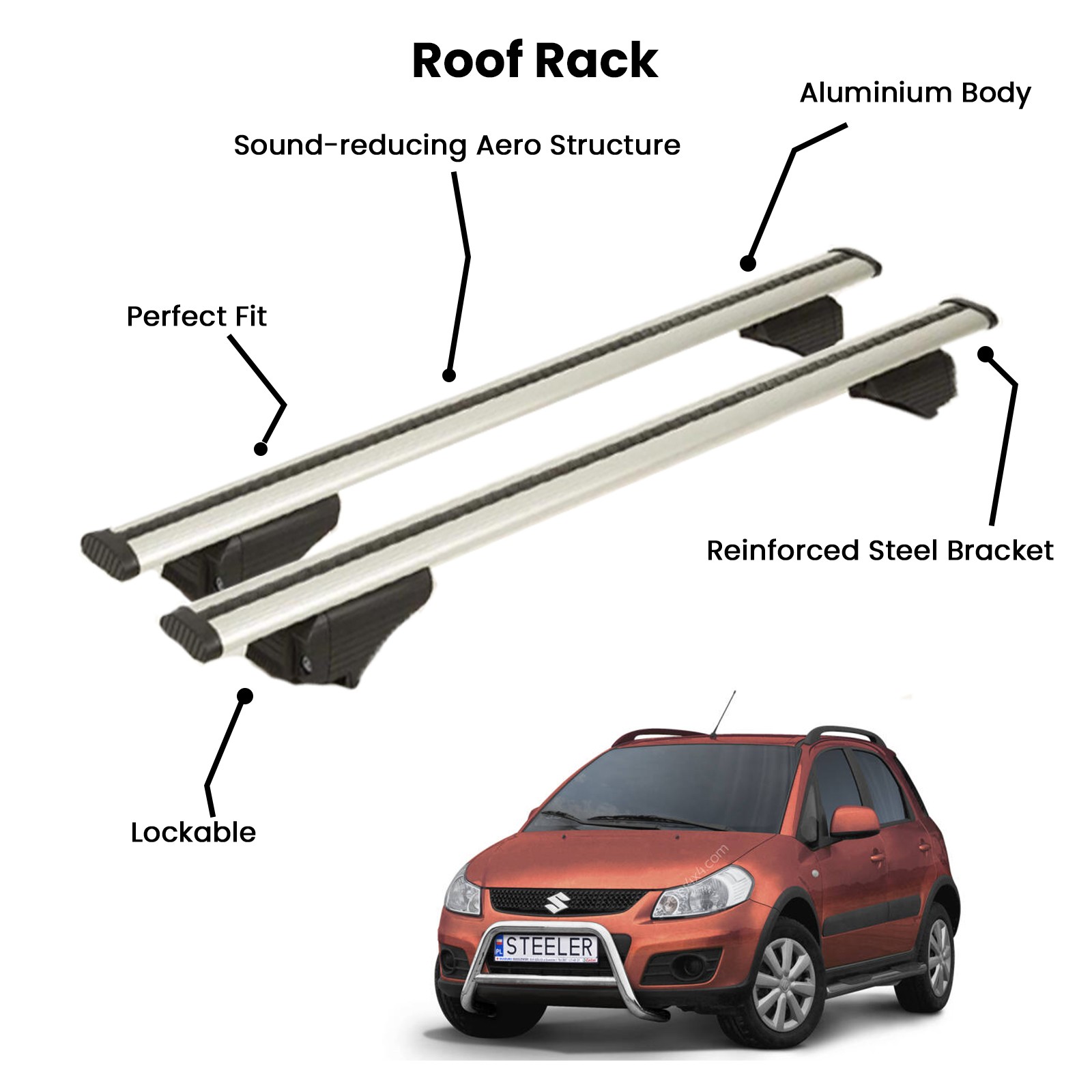 2 Pcs Silver Cross Bars for  SUZUKI SX4 SUV 2006-2013