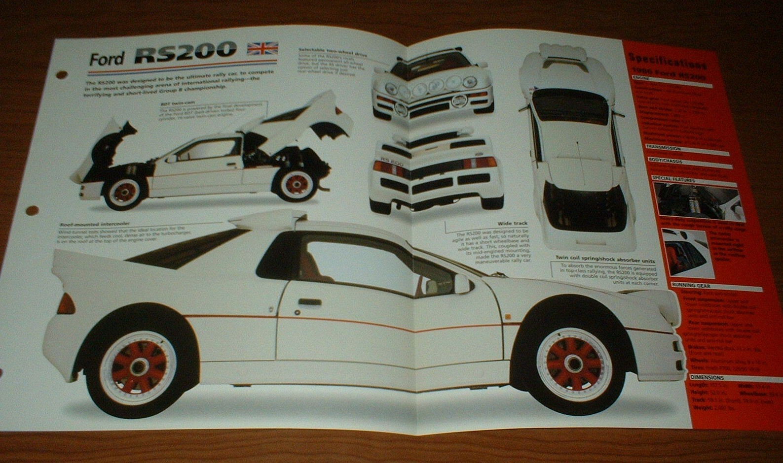 1986 FORD RS200 SPEC SHEET BROCHURE INFO RS 200 84 85 86 87 88 ESCORT GROUP B