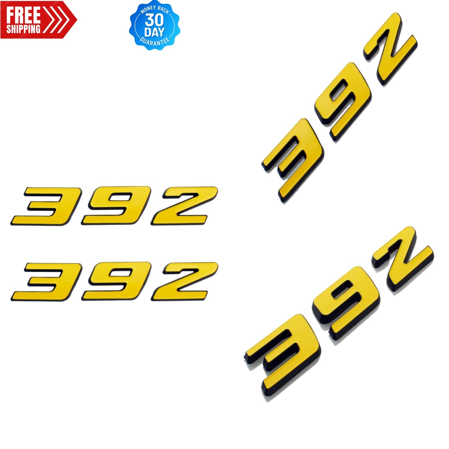 Durable 2pcs 392 Badge Decals - Vibrant Yellow 3D Logo for Truck Enthusiasts
