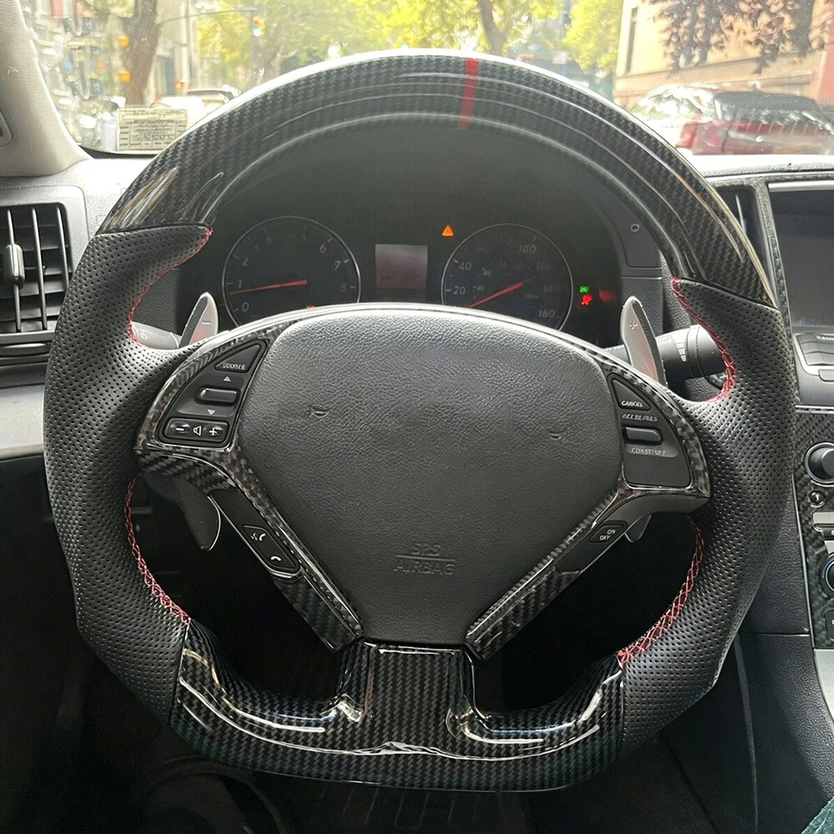 Hydro Dip Carbon Fiber Perforated Steering Wheel For Infiniti G37 G37X 2008-2013
