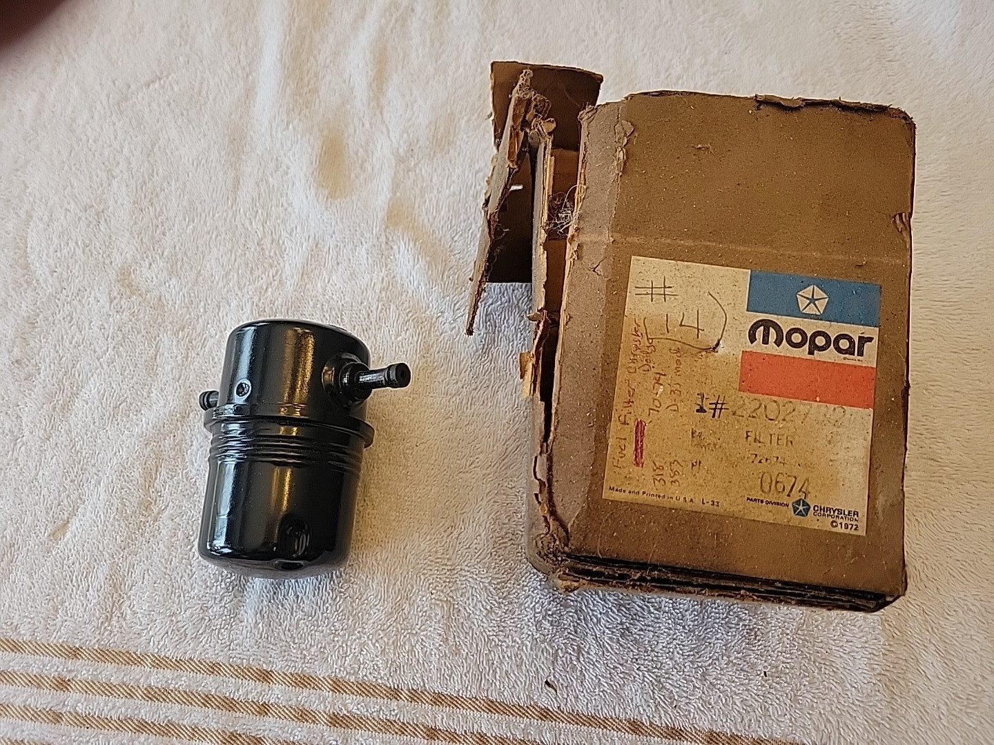 NOS 1963-67 Dodge Mopar 2202782 Fuel Filter Cannister Assy Original Mopar Box
