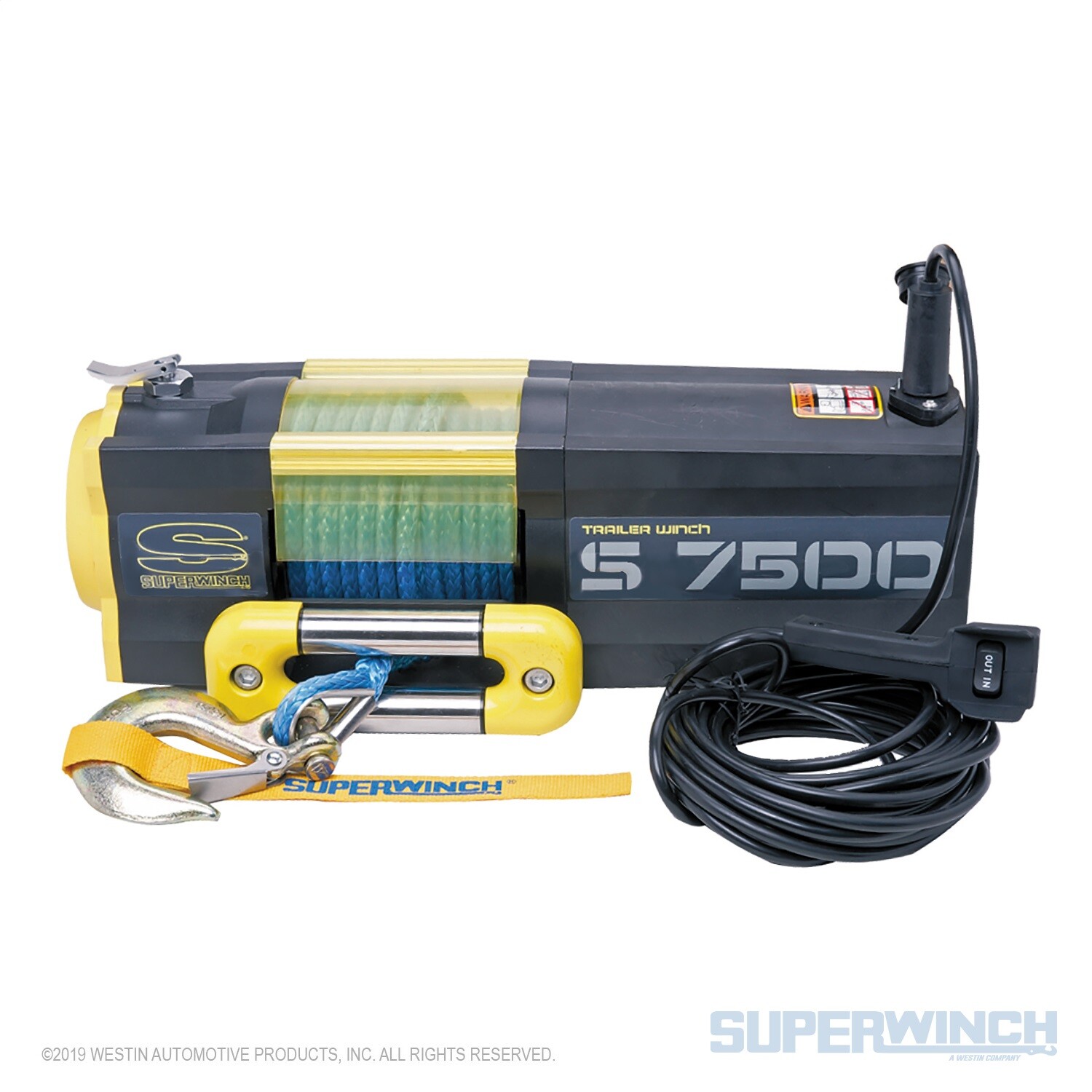 Superwinch 1475201 S7500 SR 12V 7500 lb Winch with Synthetic Rope 30\' Remote