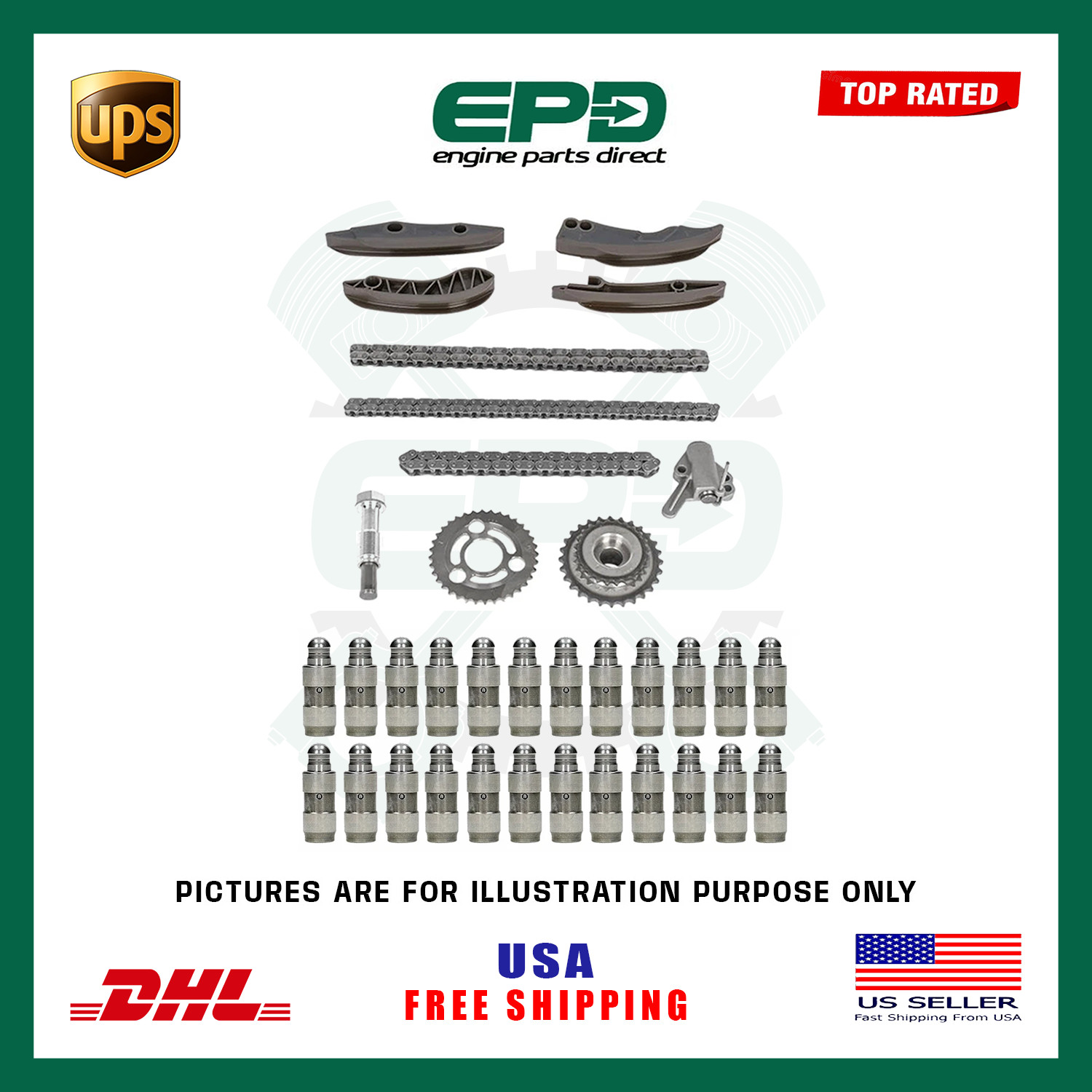 N57 3.0L Diesel Engine Timing Chain Kit + Hydraulic Lifters BMW N57D30A X5 F15 N57 3.0L Diesel Engine Timing Chain Kit + Hydraulic Lifters BMW N57D30A X5 F15
