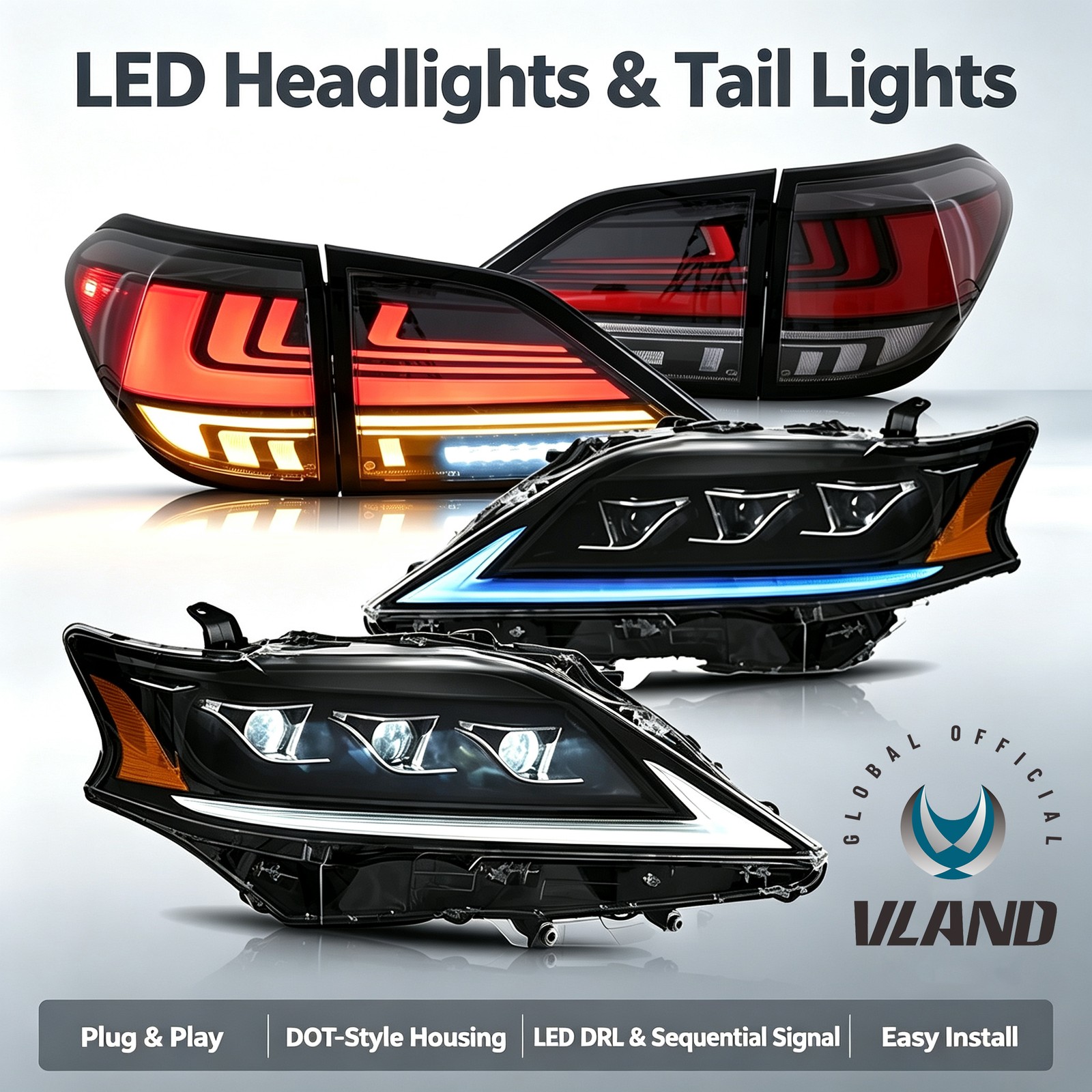 LED Tri-Projector Headlights+FULL LED Tail Light For 2013-2015 Lexus RX 350 450H