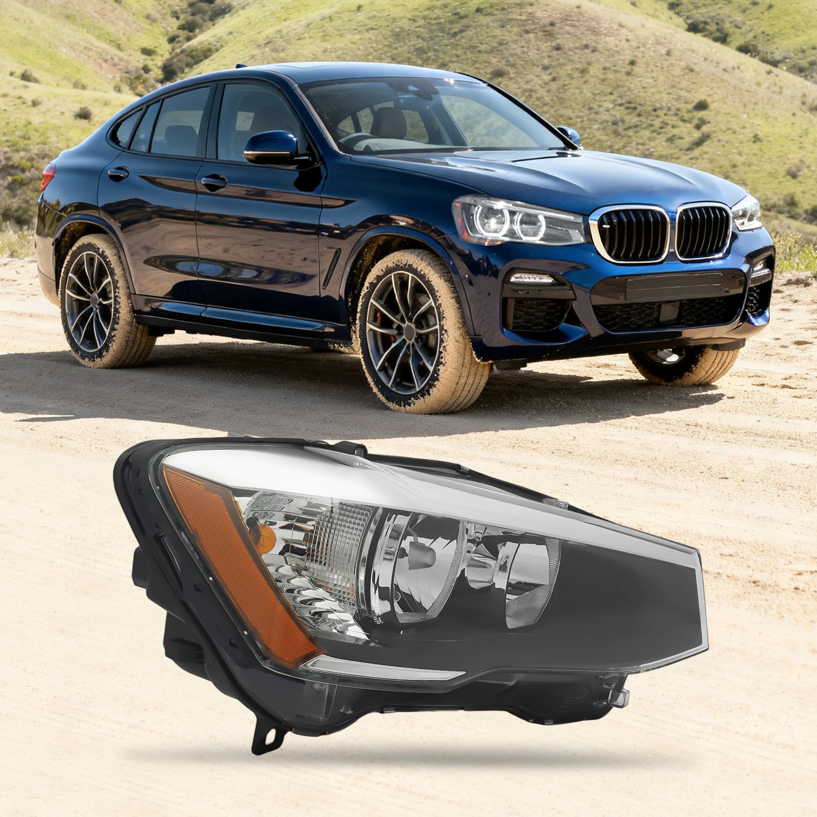 Right Passenger Side Halogen Headlight 63117334074 For 2015-2017 BMW X3/X4