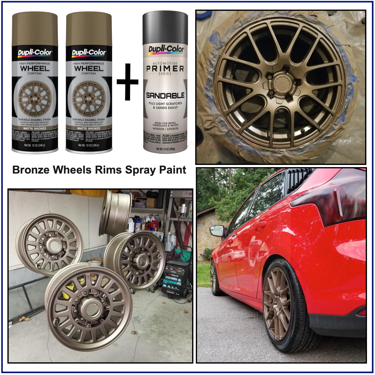 Bronze Wheels Rims Metallic Spray Paint + Primer Coating 3 Cans - No Import Fees