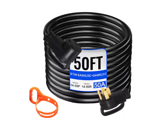 VEVOR 50ft 50A RV Extension Cord NEMA 14-50P to 14-50R 125/250V STW VEVOR 50ft 50A RV Extension Cord NEMA 14-50P to 14-50R 125/250V STW