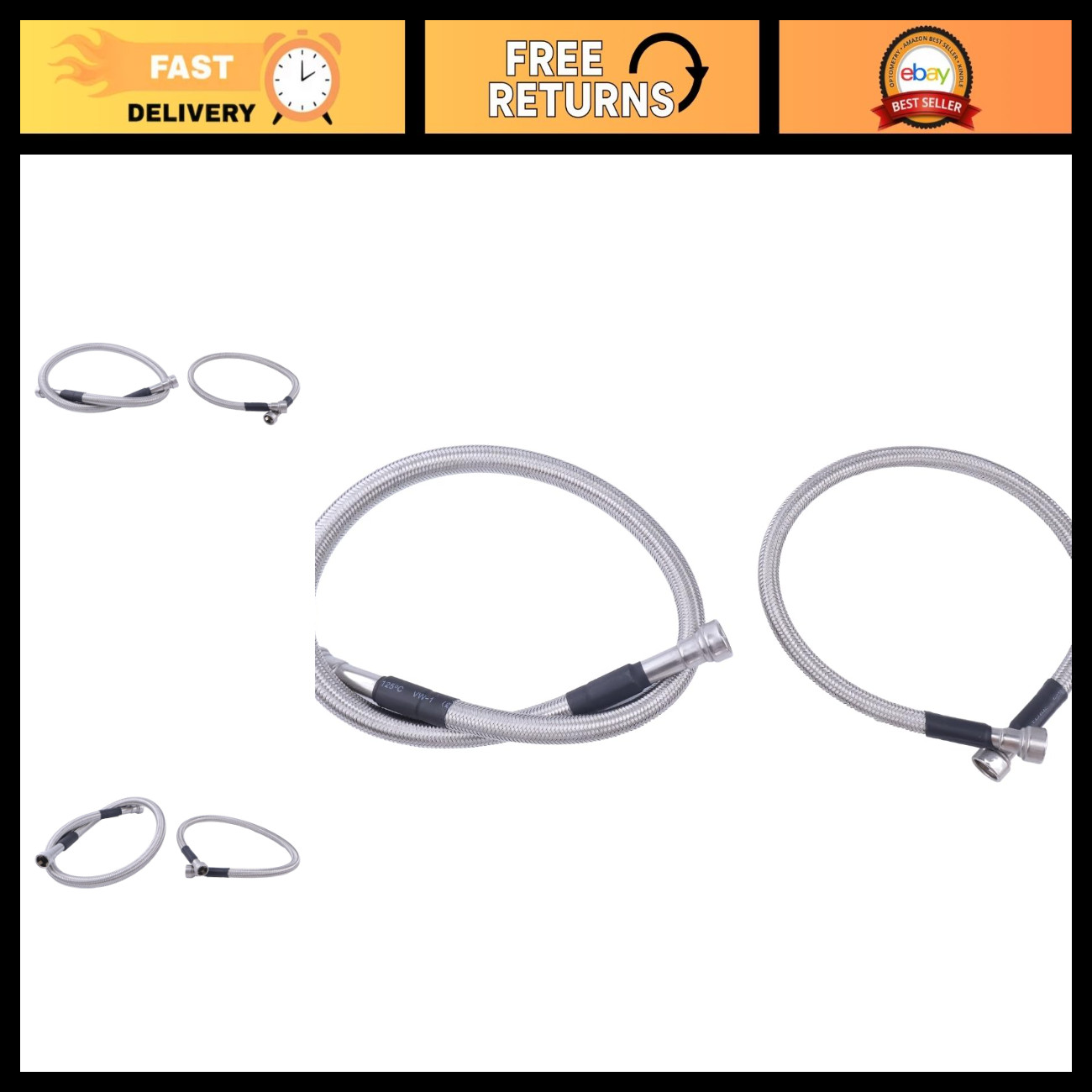 2Pcs Stainless Steel Fuel Tank Hoses for 2001-2010 Chevy GMC 2500HD 3500HD 6.6L