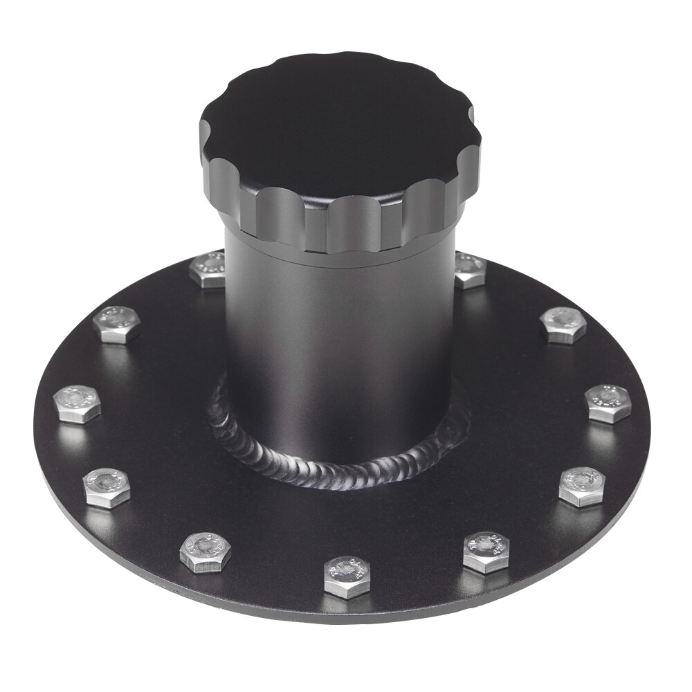Black Straight Fuel Cell Fast Fill Filler Neck 12 Bolts Flange Billet Aluminum 