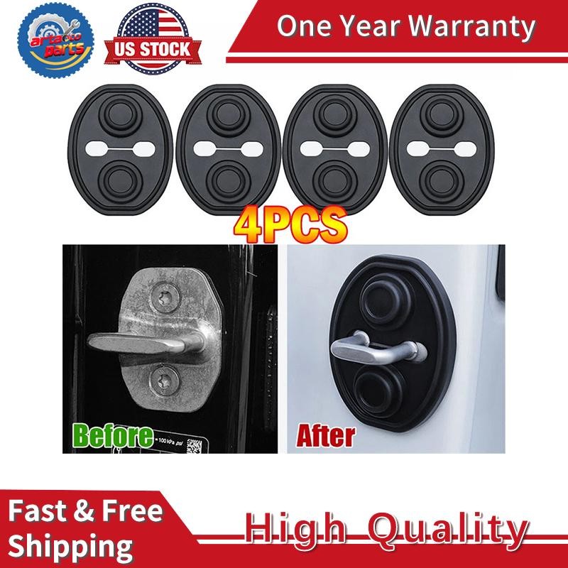 4PC Car Door Lock Protective Cover Silicone Shockproof Cushion Trim Accessories