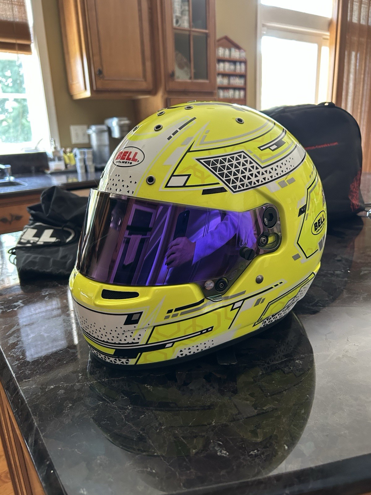Stamina Yellow Bell RS7-K Kart Helmet w/ 2 Visors And Protective Bag Stamina Yellow Bell RS7-K Kart Helmet w/ 2 Visors And Protective Bag