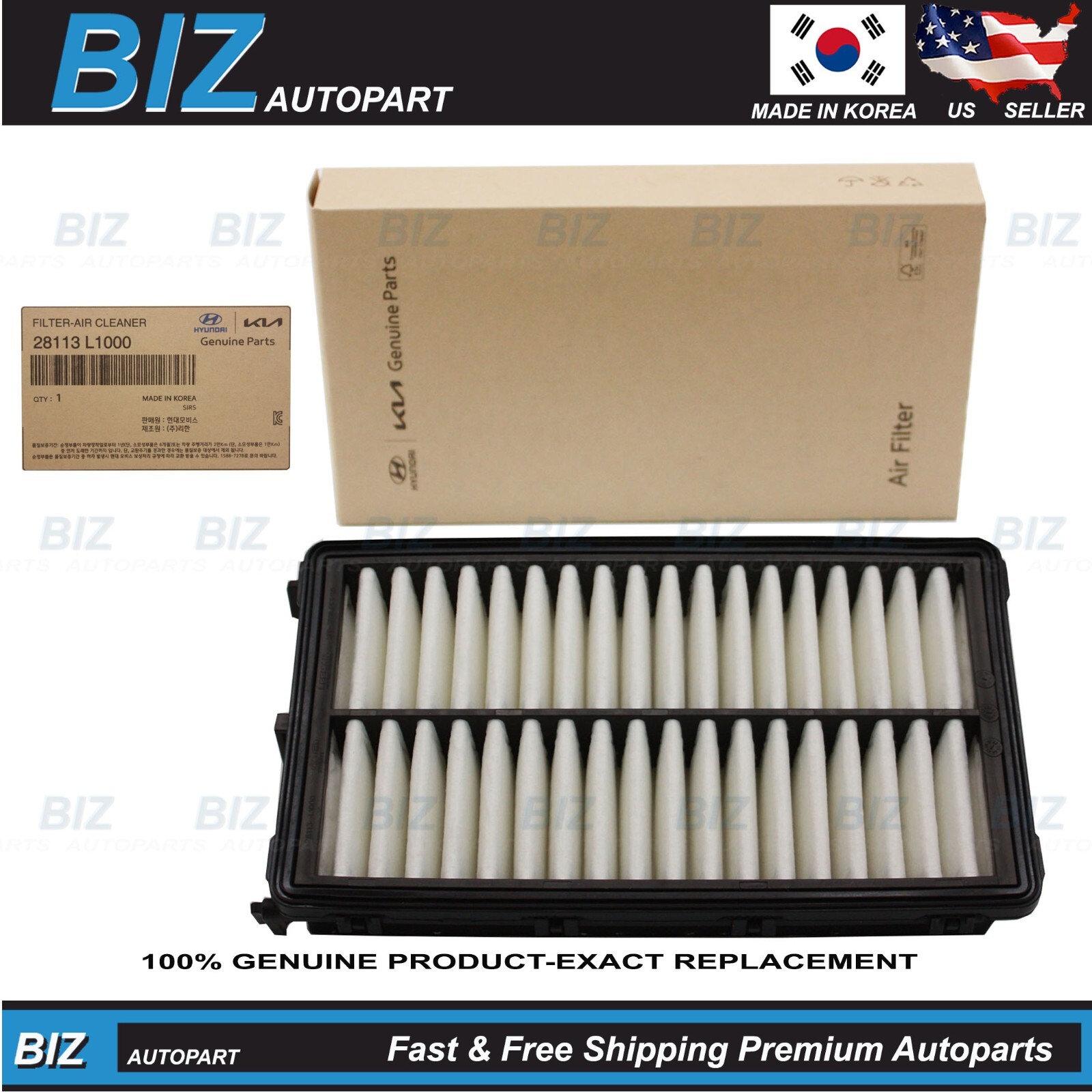 Genuine Air Filter for 2020-2026 Hyundai 21-26 Kia 1.6L 2.5L Models 28113-L1000