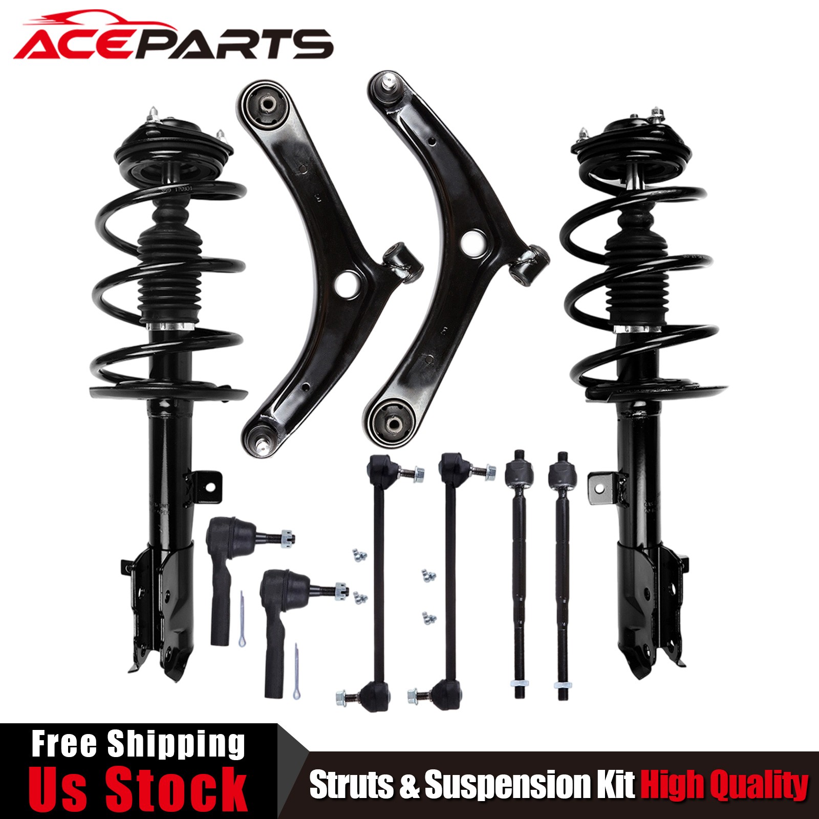 10x Front Struts Control Arm Suspension Kit For Jeep Compass Patriot 2007-17