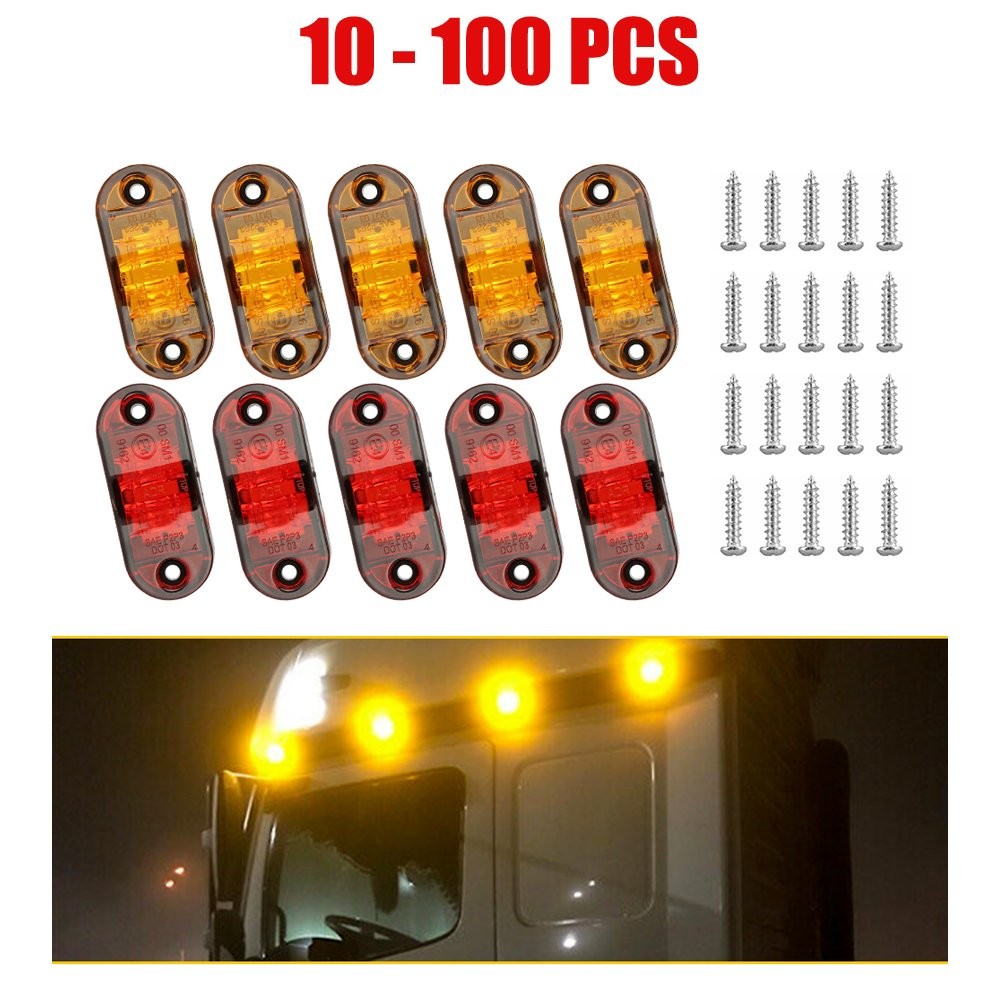 Amber/Red LED Car Truck Trailer RV Side Clearance Marker Turn Tail Light 10-100x