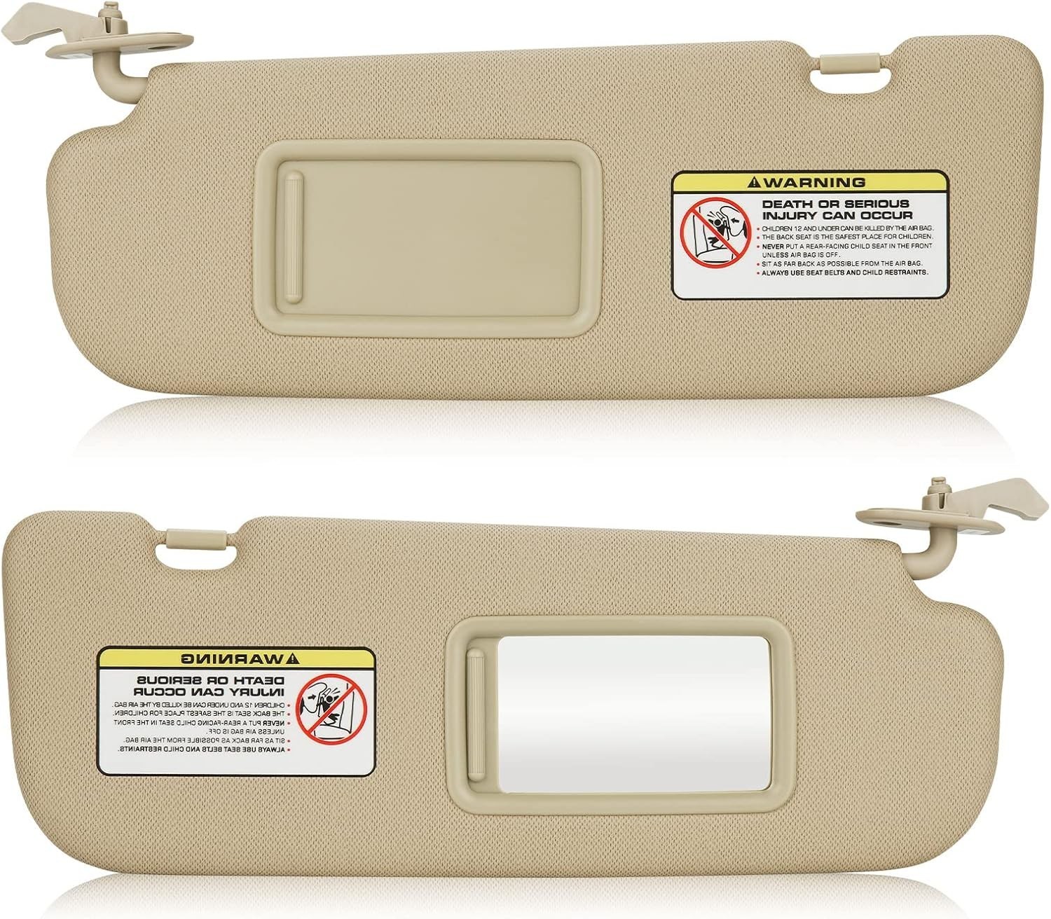 Beige Driver Left + Passenger Right Side Sun Visor Replacement Compatible with H