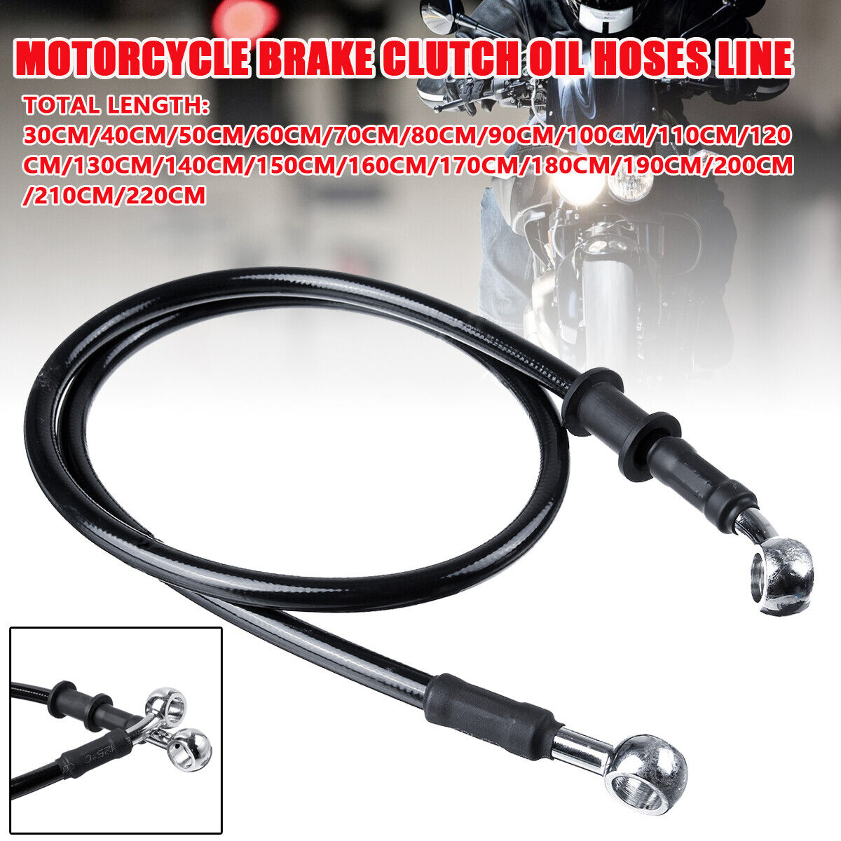 Motorcycle Braided Steel Brake Clutch Oil Hose Line Pipe Cable 30cm-220cm