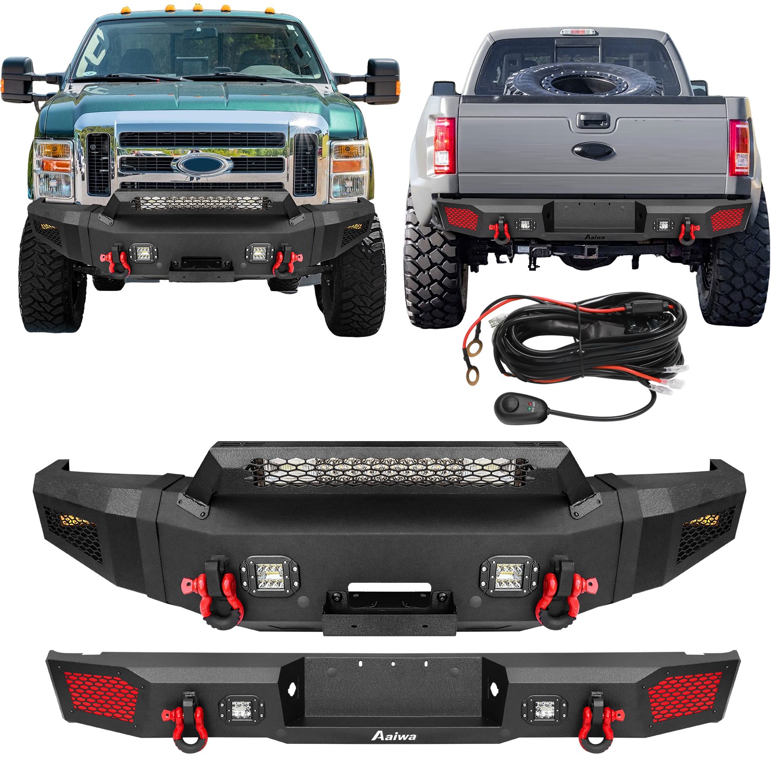 Aaiwa For 2008-2009-2010 Ford F250 F350 Front or Rear Bumper with LED Lights