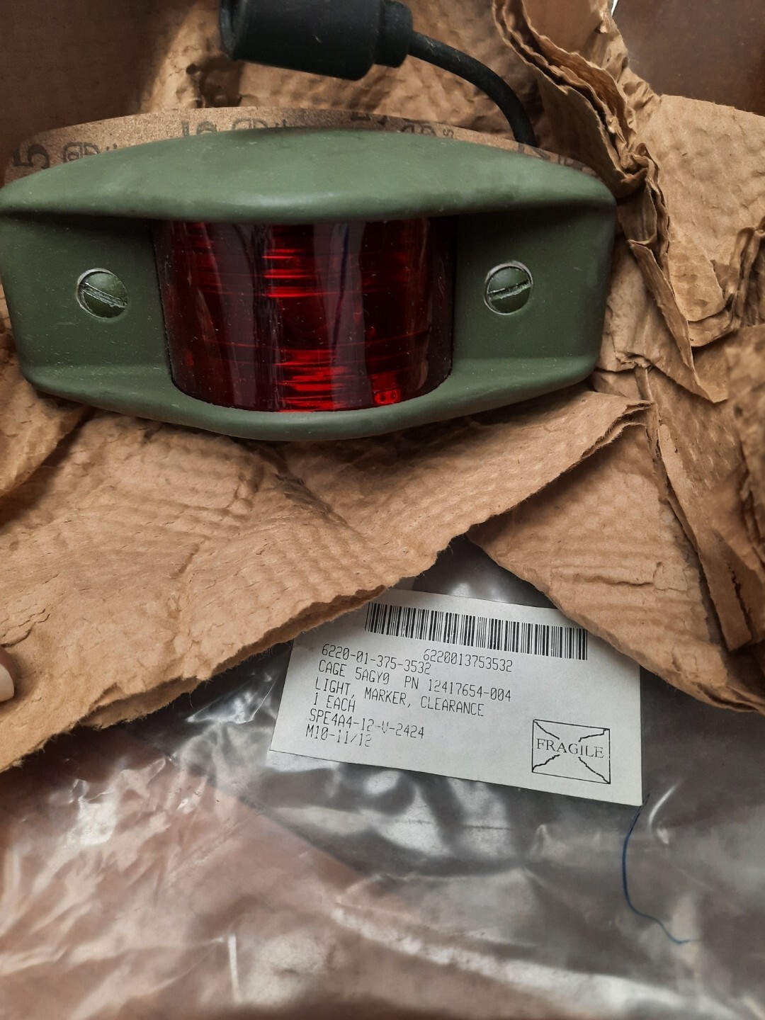 Aluminum Side Marker Light M35A2 M939 M998 HMMWV 12417654-004 6220-01-375-3532 Aluminum Side Marker Light M35A2 M939 M998 HMMWV 12417654-004 6220-01-375-3532