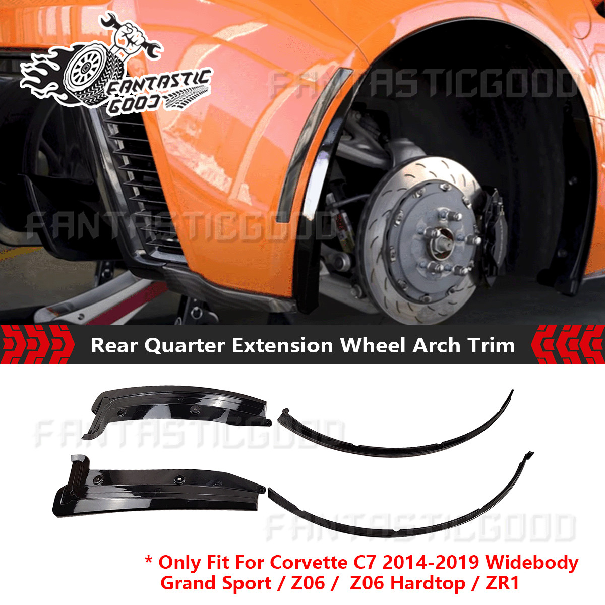 For Corvette C7 Z06 2014-2019 Glossy Black Rear Wheel Molding Trim Fender Flares