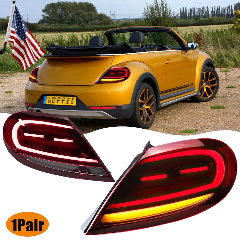 Pair LED Tail Lights For VW Beetle 2013-2019 Rear Sequential Turn Signal Lamps