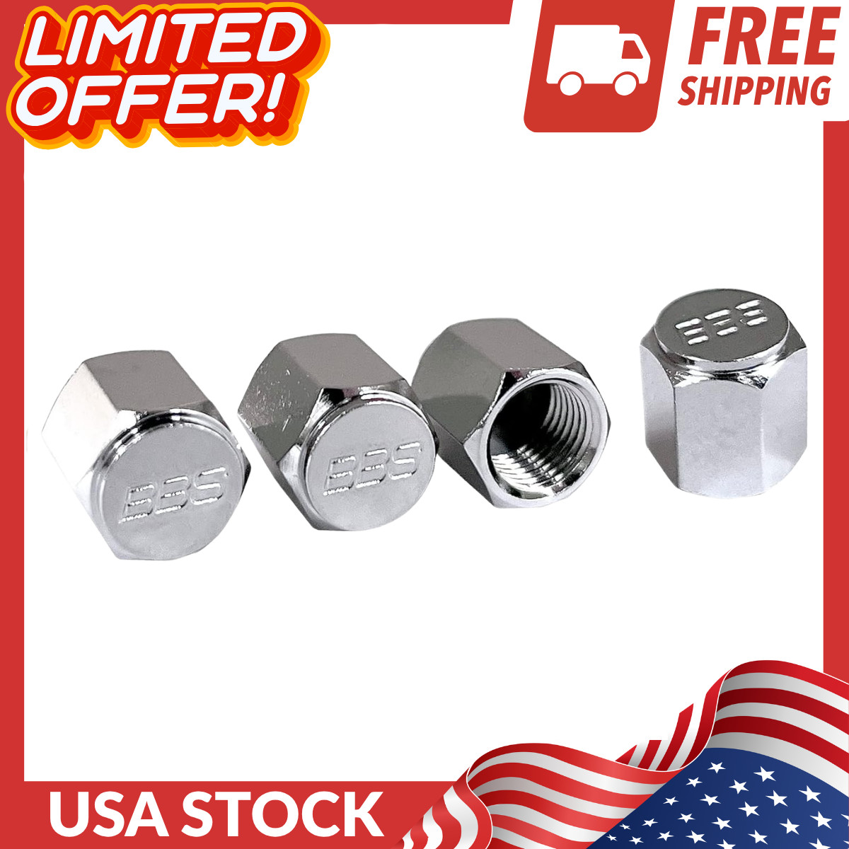 BBS Air Valve Caps Japanese Genuine Repair Parts Set of 4 Silver P5615011 JDM JP