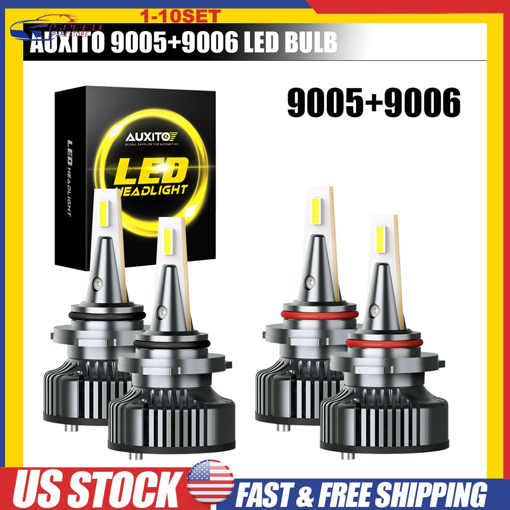 AUXITO 9005 9006 Combo LED Headlight High Low Beam Bulb 6500K White 80000LM4-40x