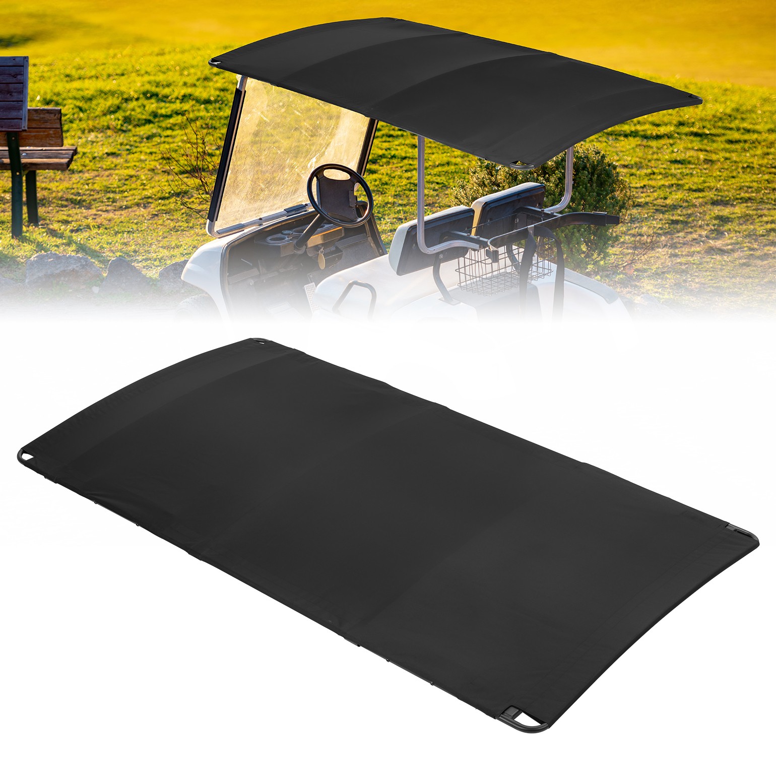 KEMIMOTO Golf Cart Roof Top Kit Tubular Sun Top Black 85 IN for EZ-GO RXV 2-Seat