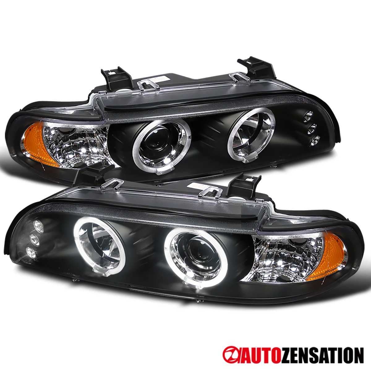 Fit 1996-2003 BMW E395-Series Black LED Halo Projector Head Lights Left+Right Fit 1996-2003 BMW E395-Series Black LED Halo Projector Head Lights Left+Right