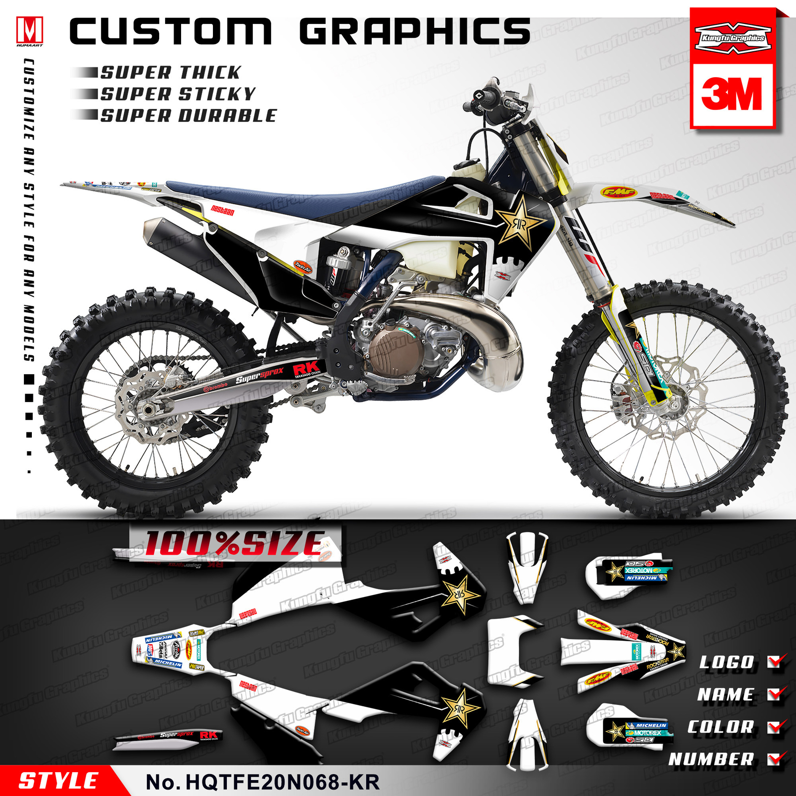Kungfu Graphics Stickers for TE 150i 250i 300i /FE 350 450 501 20-23 Decal Parts