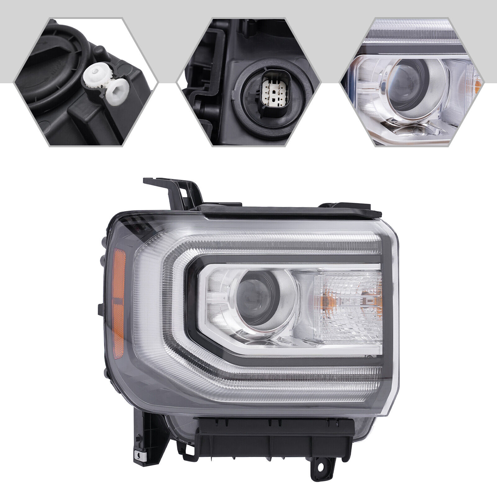 Headlight For 2016 2017 2018 GMC Sierra 1500 Passenger Side LED +Hid/Xenon Lamp
