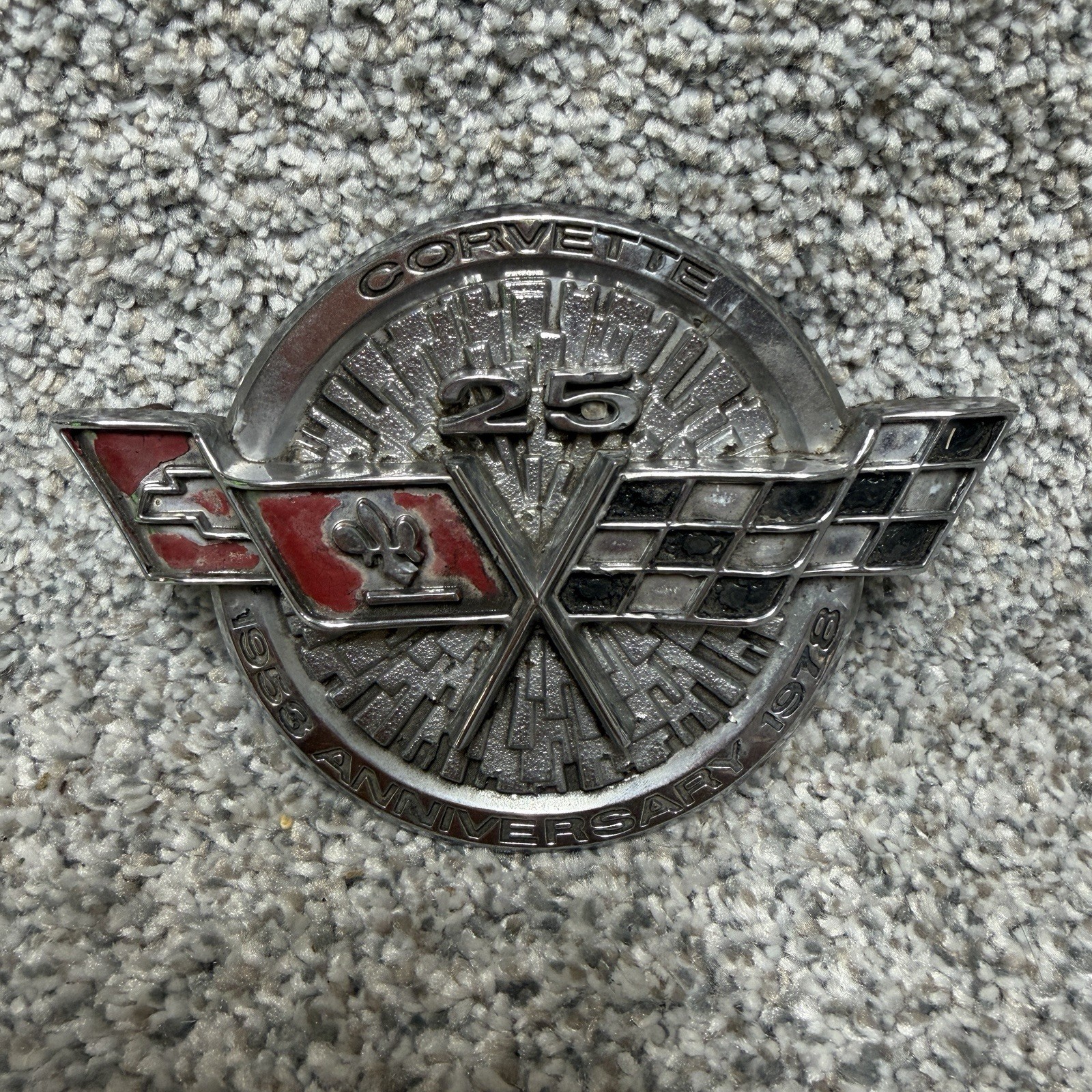 Vintage 1978 Corvette 25th Anniversary Gas Fuel Door Emblem C3 1953-1978