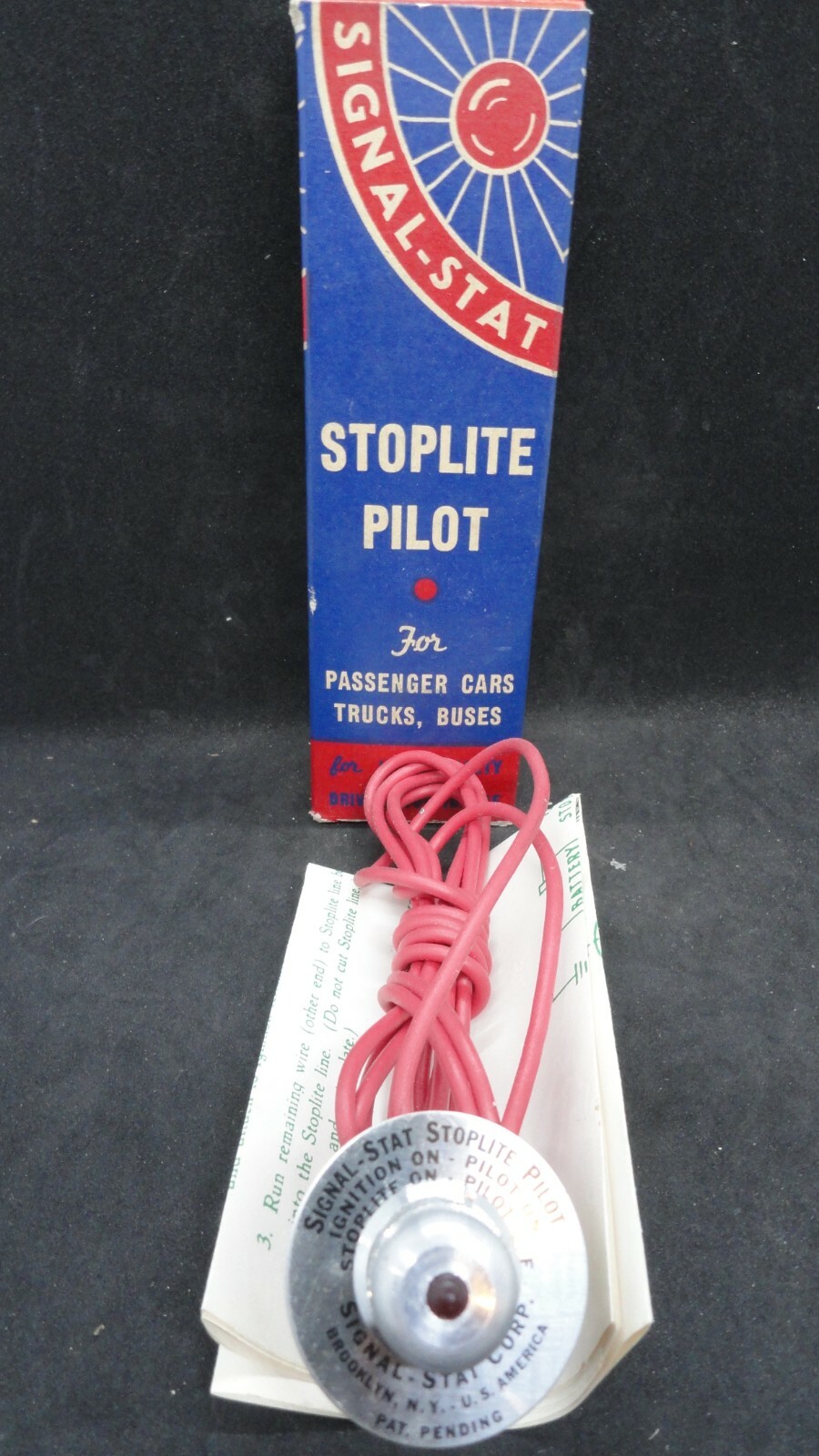 NOS 50s 60s SIGNAL STAT ACCESSORY ILLUMINATED STOPLITE PILOT SWITCH THRU DASH 