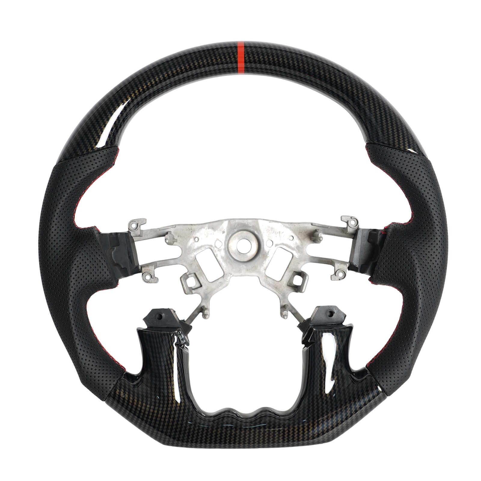 Hydro Dip Carbon Fiber Steering Wheel for 13-17 Nissan Titan Armada Red Line