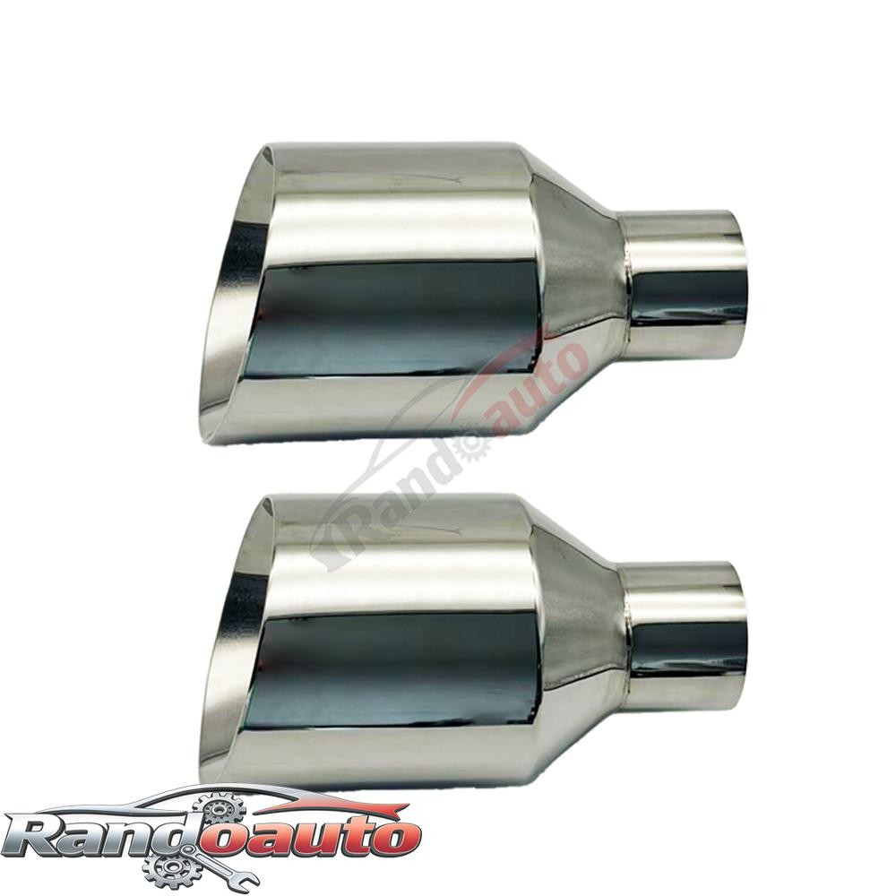 2X Big 5″ Polished Exhaust Tip 2.5″ Inlet Angle Double Wall FOR Dogge RT SRT RAM