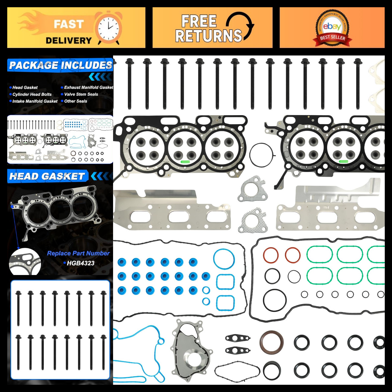 3.5L Full Head Gasket Set with Bolts for Ford 2011-2012 - Engine Repair Kit
