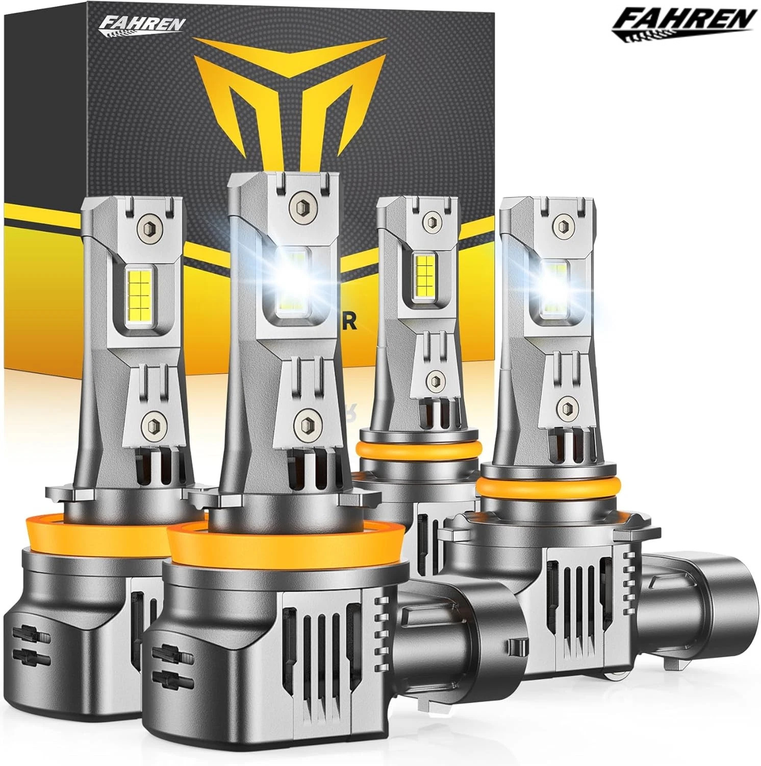Fahren Brightest 4 Pack H11+9005 LED Hi/Low/Fog Headlight Lamp Bulb Kit 200000LM
