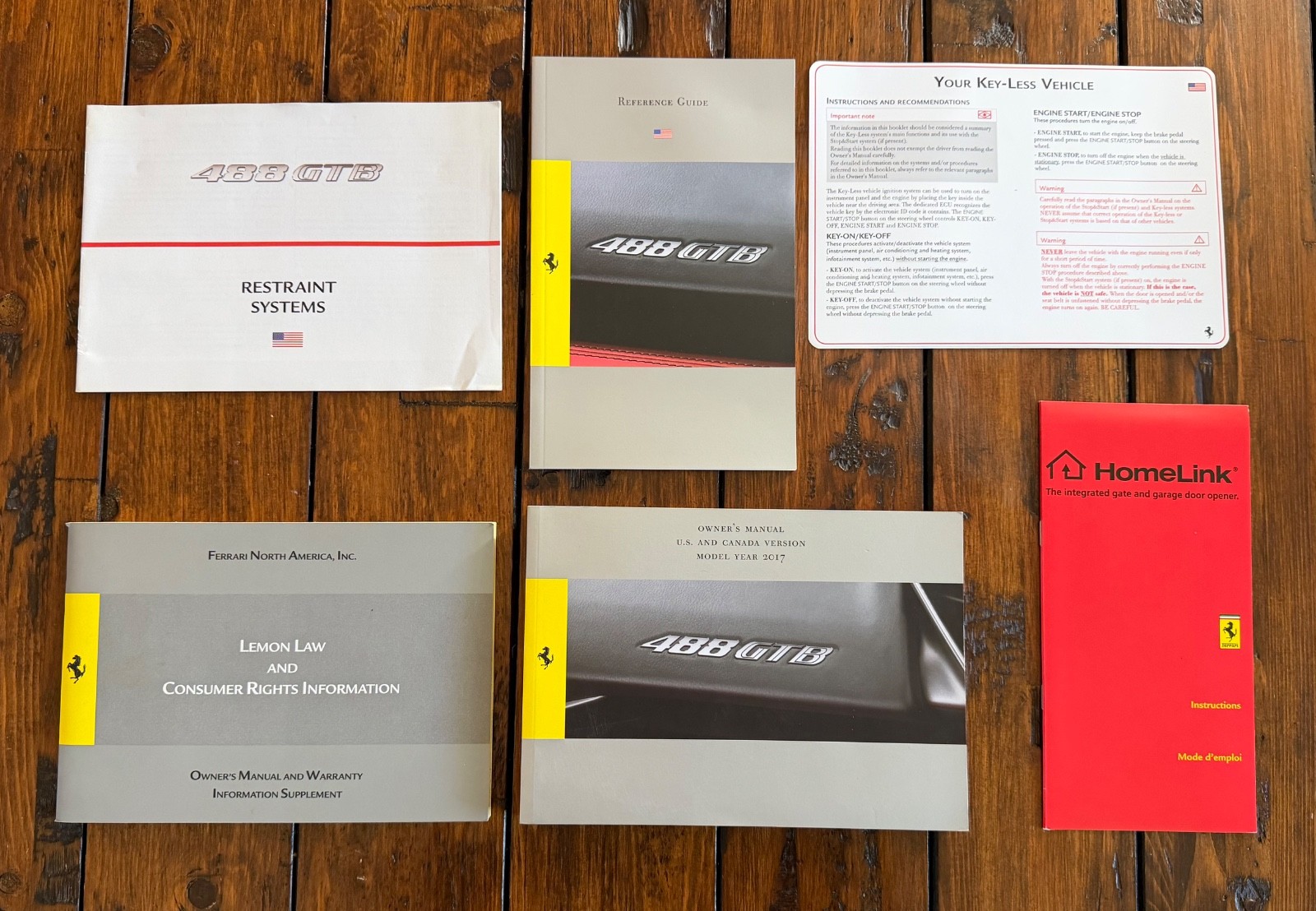 2017 Ferrari 488GTB User booklets Owners Manual and Booklets US Canada